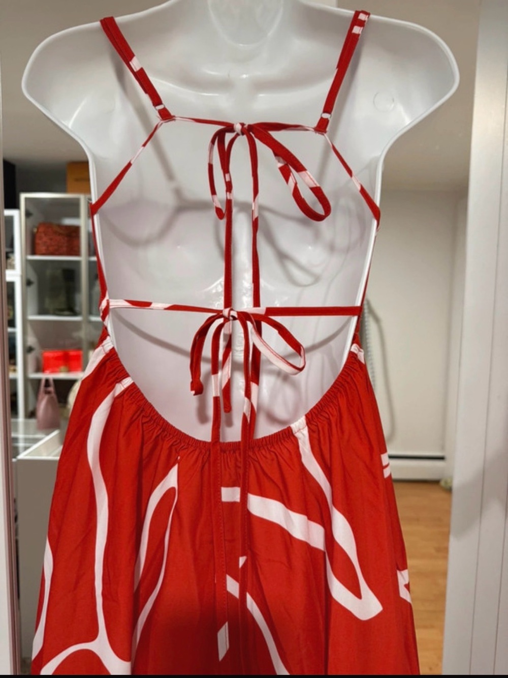 NWT Commense Red & White Maxi Dress - XS - Picture 8 of 10